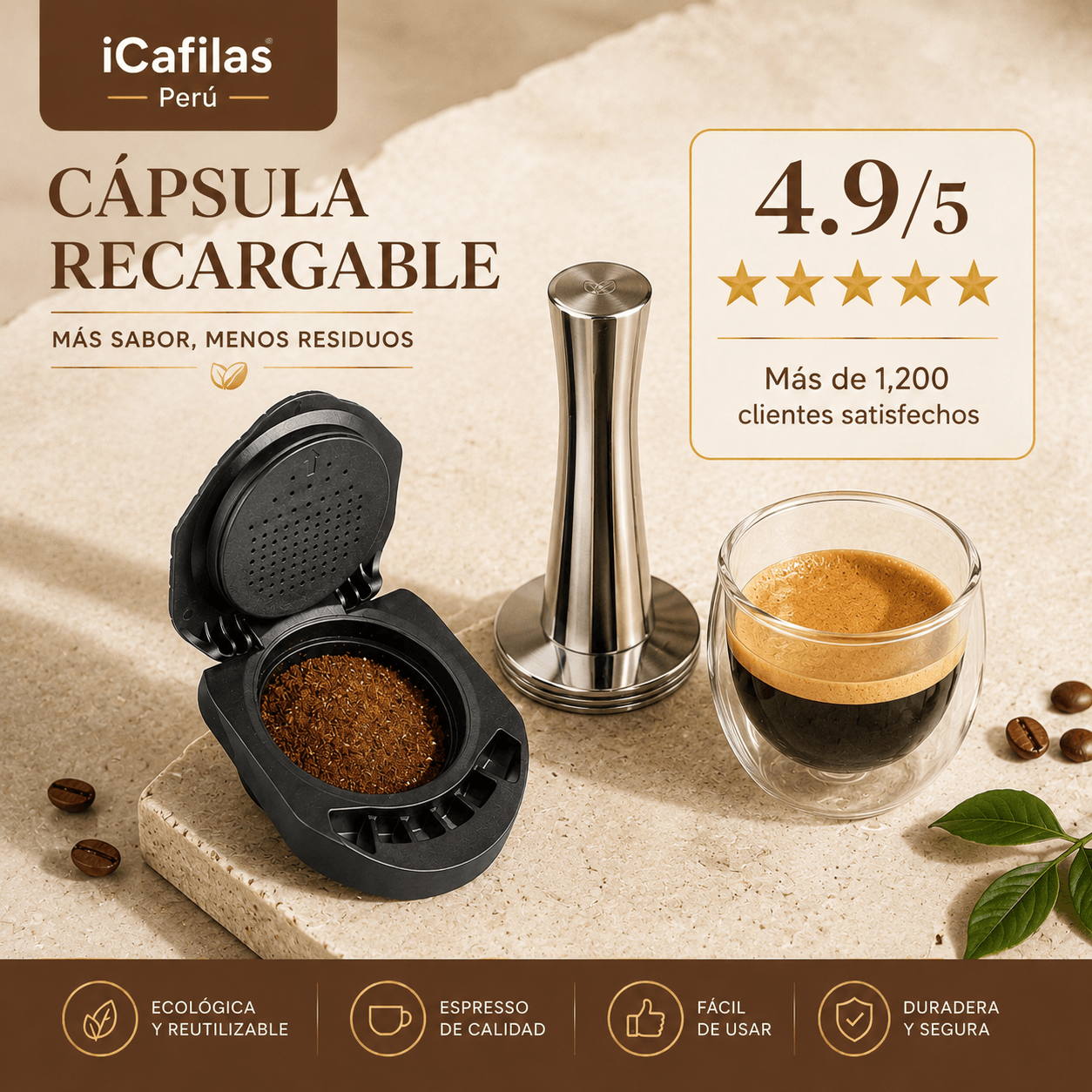 Cápsulas Dolce Gusto Recargables Premium + Tamper de Acero - Gallery 5