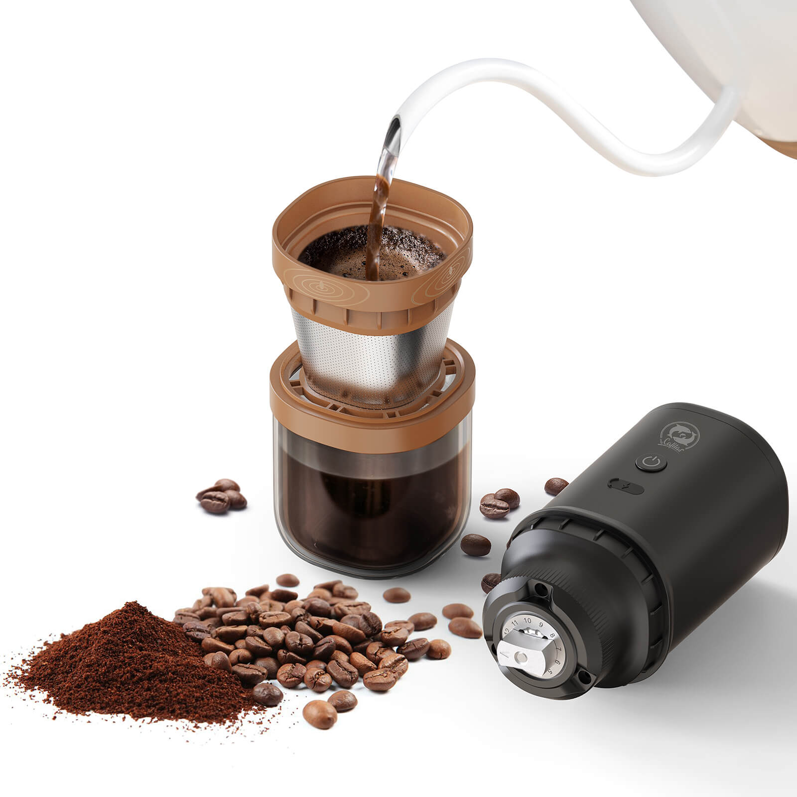Cafetera Portátil iCafilas Coffee Grinder + Pour Over Dripper - iCafilas