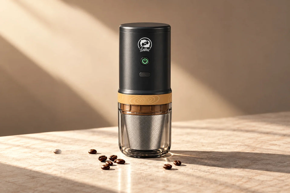 Molinillo Eléctrico + Cafetera Pour Over Portátil